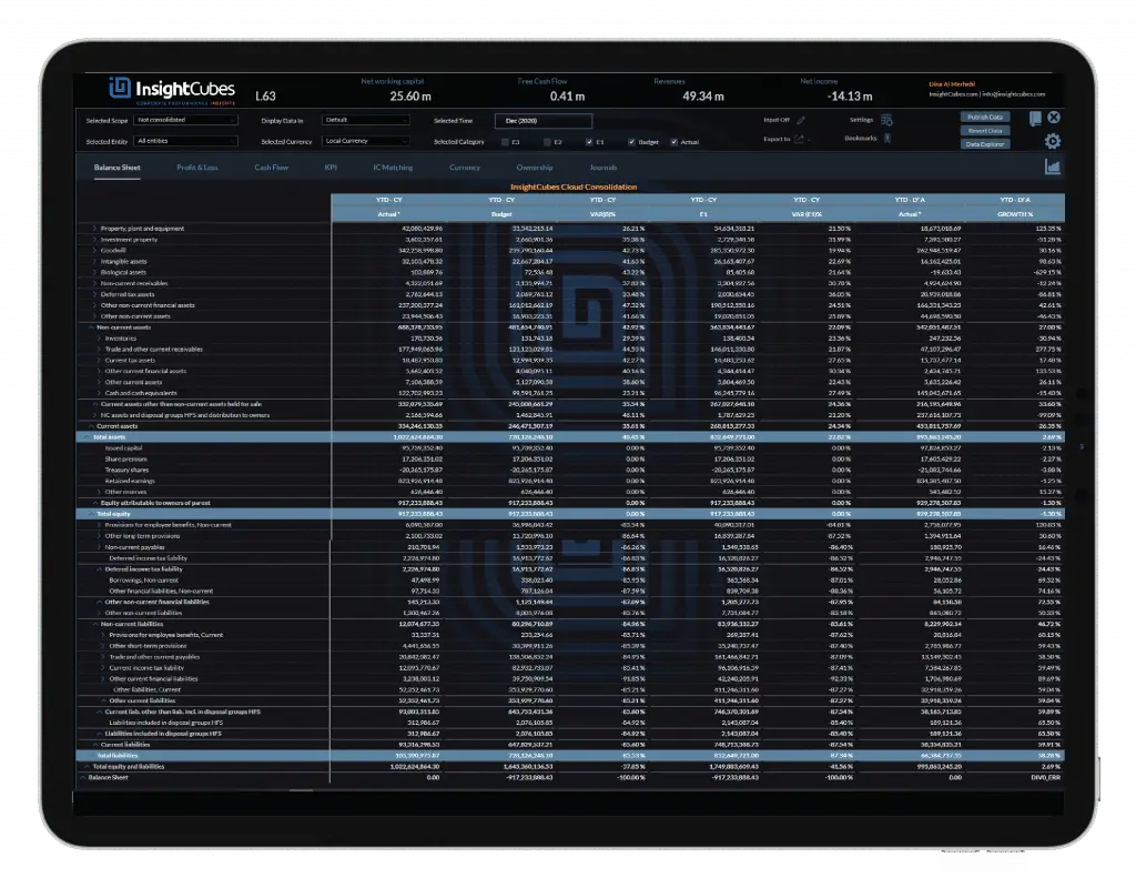 InsightCubes SAP Analytics Designer Cloud Consolidation Model