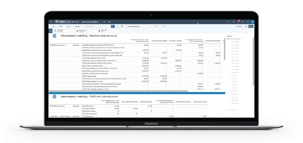 InsightCubes Consolidation Extension for SAP Analytics Cloud-Intercompany Matching