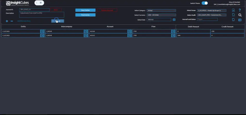 Journals Dashboard for SAP Analytics Cloud, importing data from excel