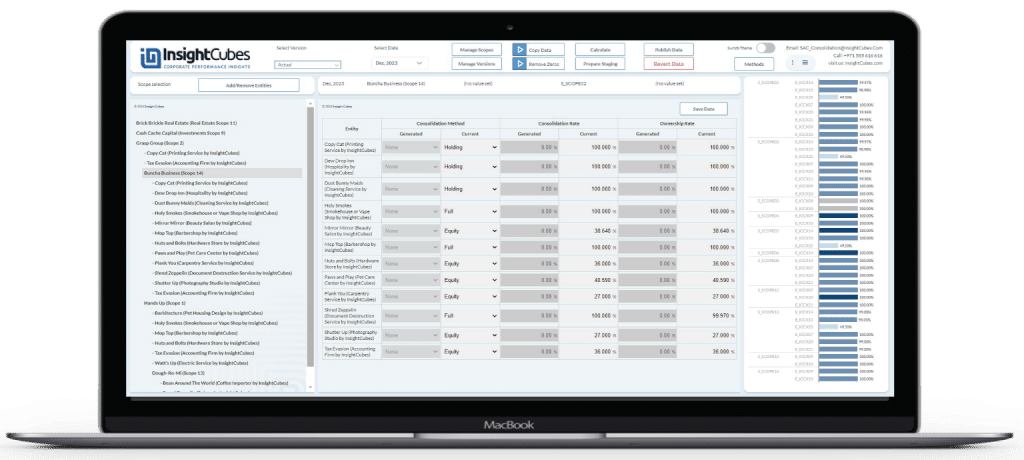 Ownership interface of the consolidation solution for SAP analytics cloud