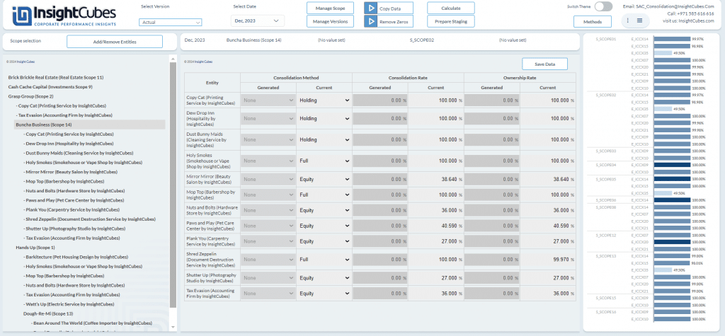 Ownership Manager interface From the Consolidation extension for SAP Analytics cloud