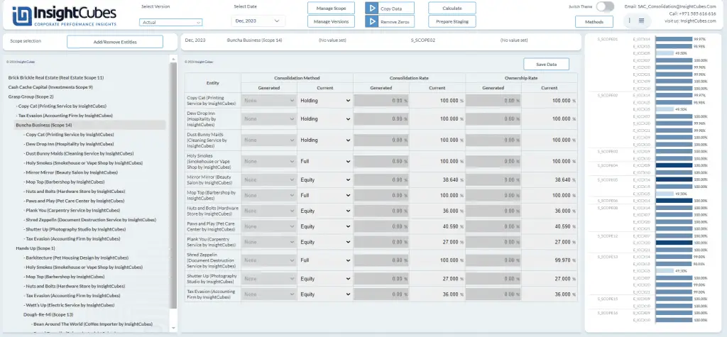 Ownership Manager interface From the Consolidation extension for SAP Analytics cloud