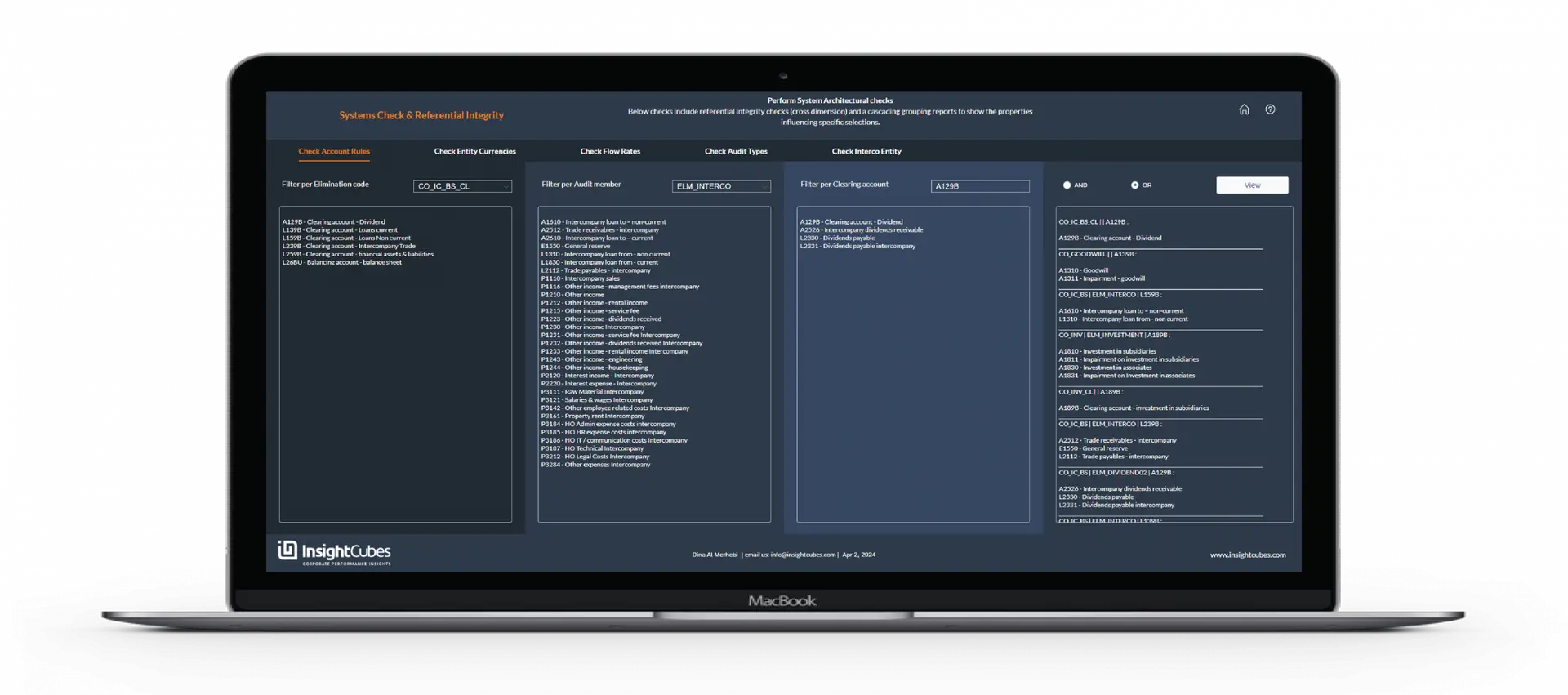 Consolidation Extensions' Systems Check and Referential Integrity Interface