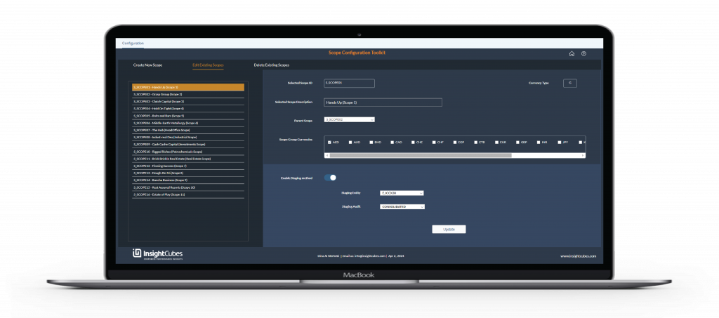 Scope configuration guide for the consolidation extension