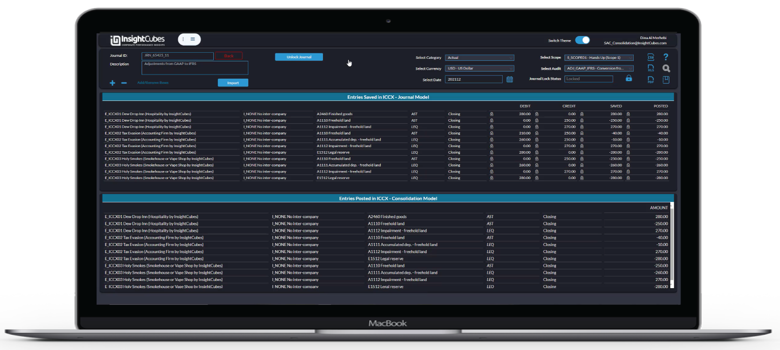 Journal Entries Dashboard