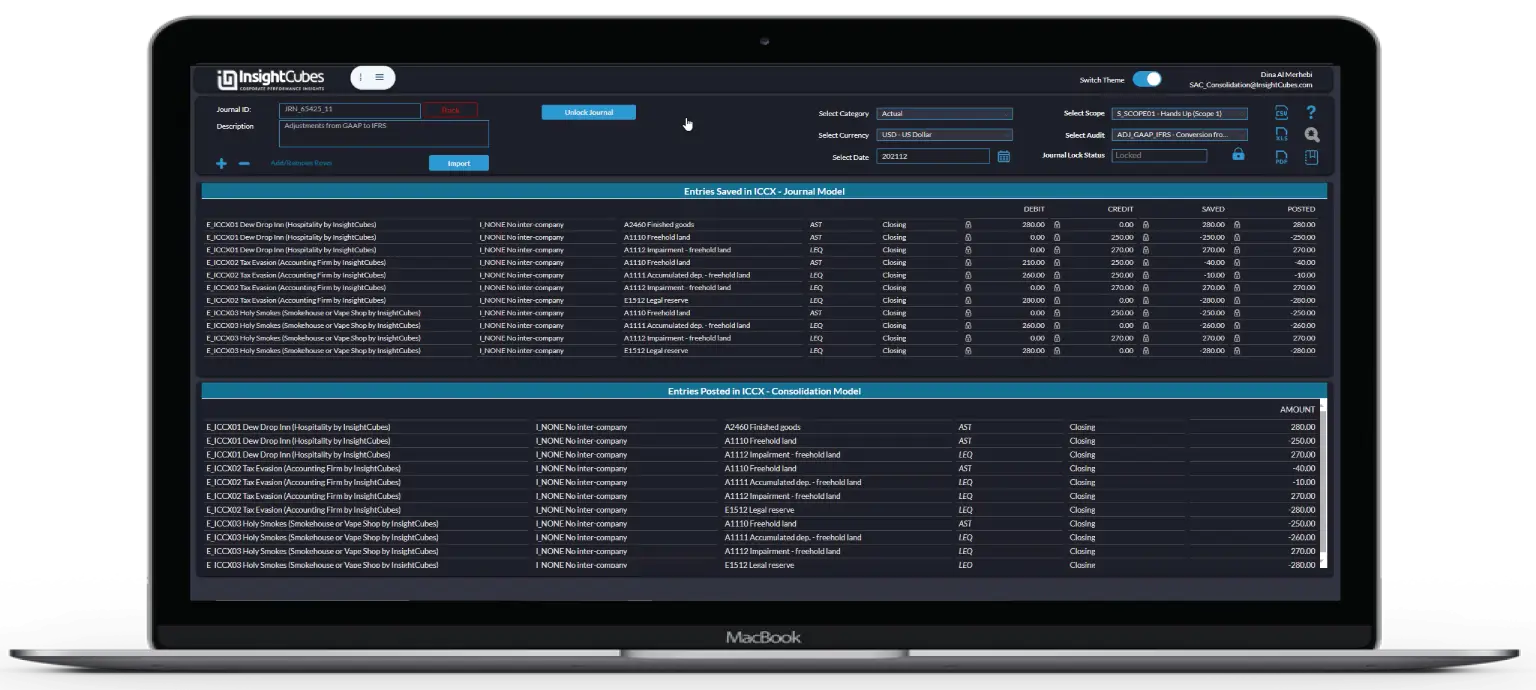 Journal Entries Dashboard