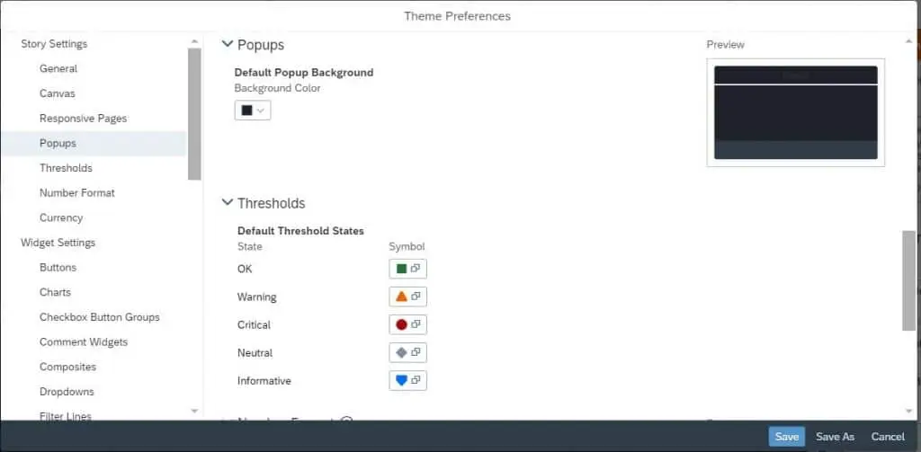 Theme preferences setup in SAP analytics cloud