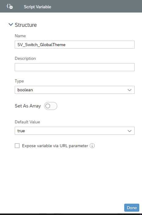 Theme switch script variable SAP analytics cloud